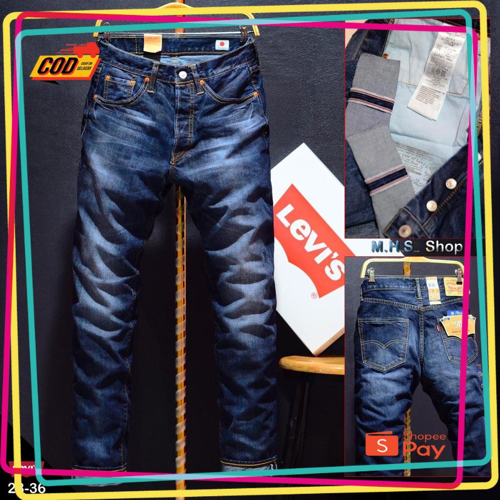 HITAM PUTIH MERAH BIRU HIJAU GOLD SILVER / TERLARIS CELANA JEANS PANJANG PRIA LEVIS 501 MADE IN JAPA