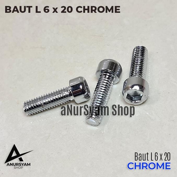 Baut L Chrome 6x20 / Baut L 6 x 20 Chrome Krom / Baut L M6 Chrome anursy44 Berkualitas