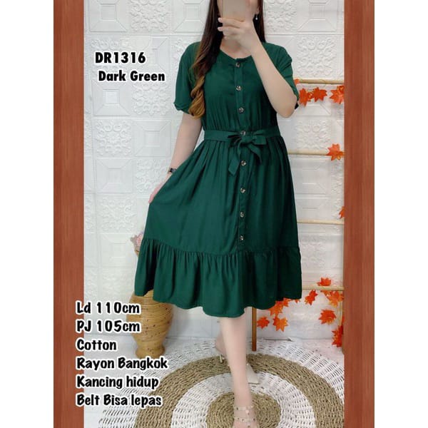 DRESS CANTK KANCING DEPAN BAHAN RAYON FRIENDHLY BUSUI