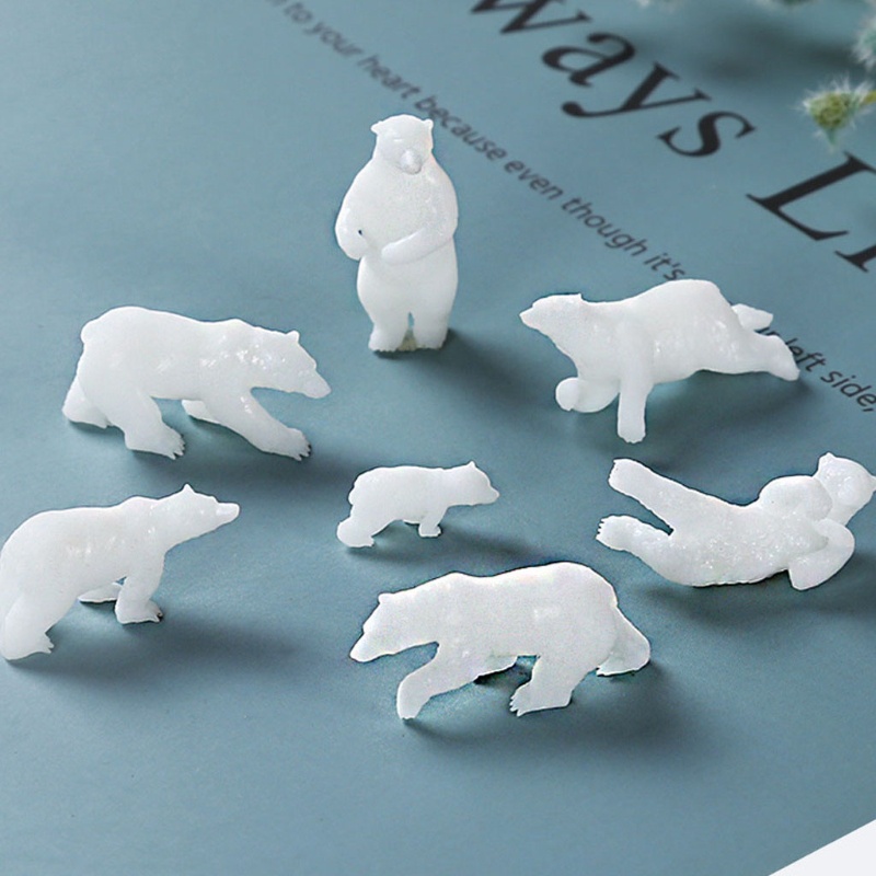 SIY  7 Shapes Silicone Mini Polar Bear Modeling Resin Mold Landspace Fillings Resin Jewelry Fillings Resin Casting Art Crafts