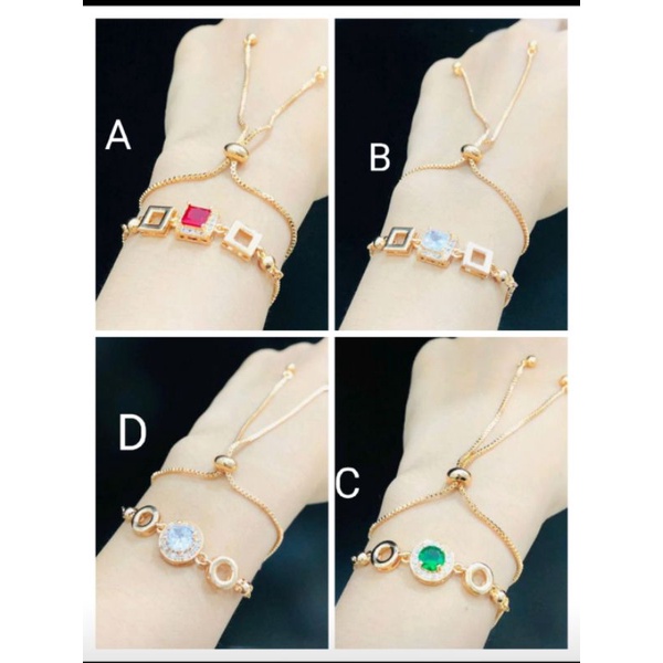 Ramk473. Gelang tangan tali serut xuping wanita lapis emas dgn mata zircon ukuran flexibel (bisa di besar kecilkan)