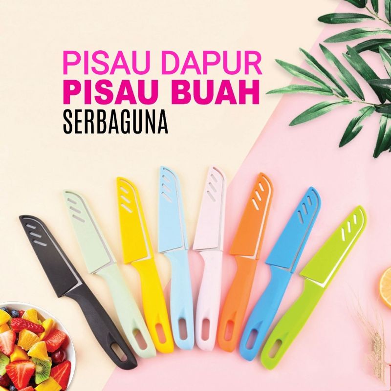 Pisau Mini Set Sarung / Pisau Warna Super Tajam / Pisau Pengupas Kulit Buah / Pisau Kecil / Pisau Dapur / Pisau Buah