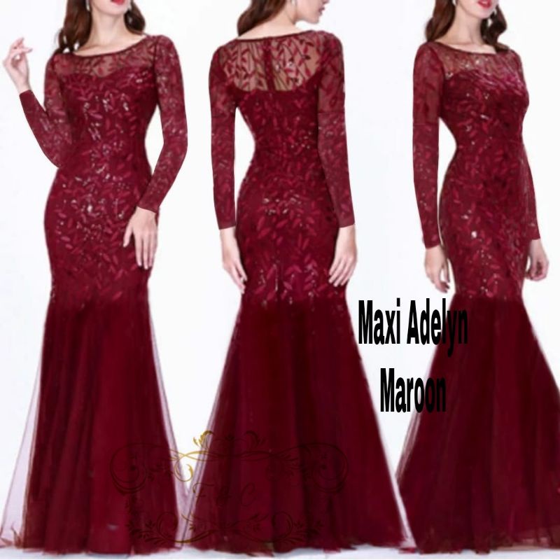 MAXY ADELYN DUYUNG MUTIARA, TILE FURING, MAXY DRESS GAUN , 4 UKURAN