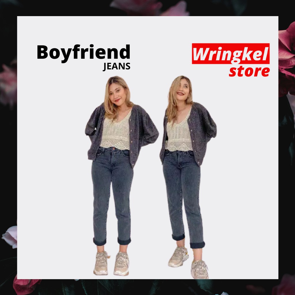 PROMO - Celana Jeans Wanita Boyfriend Jeans