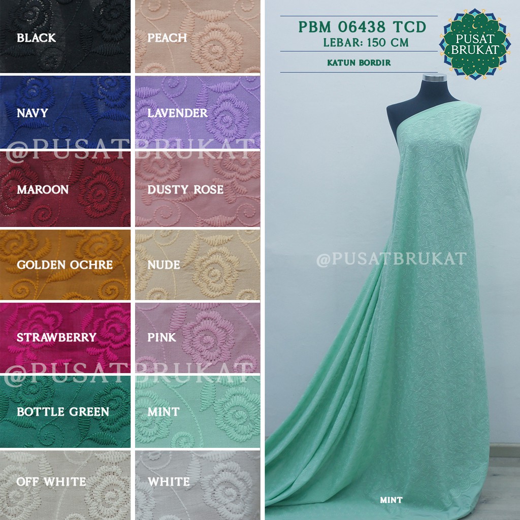 KAIN KATUN BORDIR ROSA PBM 06438/14 TCD COTTON EYELET EMBOSS - LEBAR 150CM [harga per 0.5m]