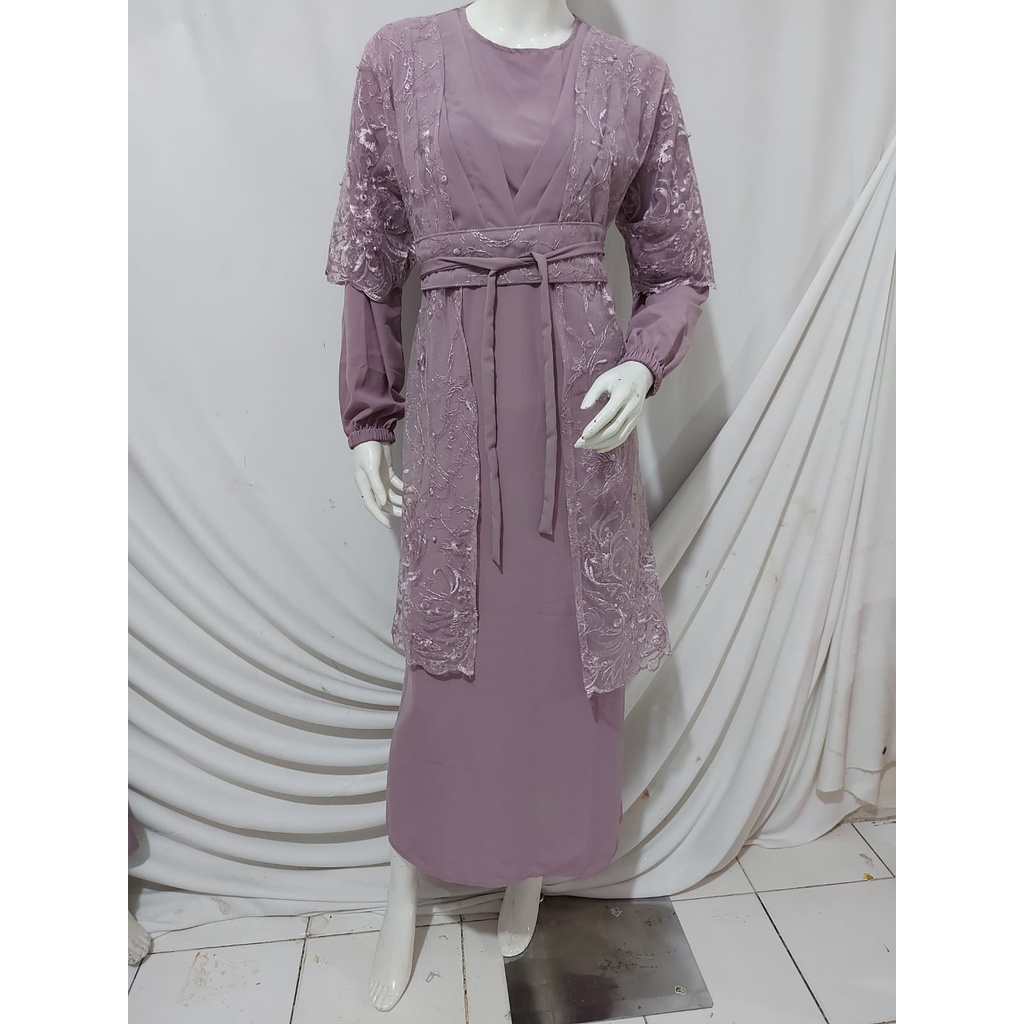 [ NEW ] Alveena Dress Kondangan Dress Bridesmaid Gamis Brukat Pesta Mewah Elegan Kondangan Gamis Outer Gamis Blezer Gamis Set