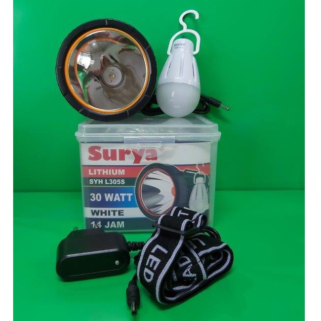 Senter Kepala Surya 30 Watt SYH L305S Tahan Air Bonus Bola Lampu