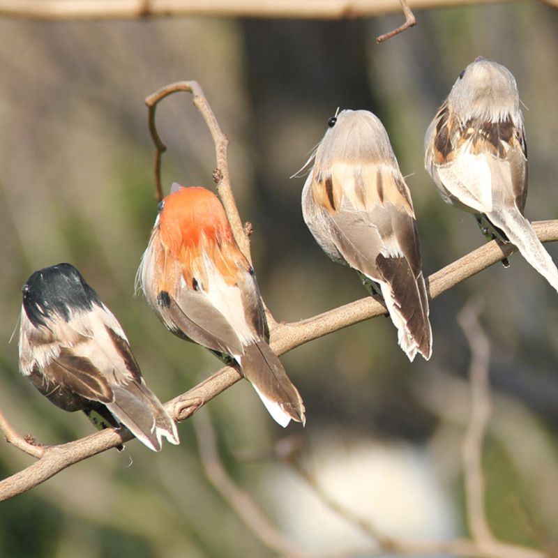 12 Pcs Klip Gantung Pohon Natal Bahan Busa Bentuk Burung Untuk Taman