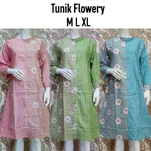 Tunik flowery batik modern