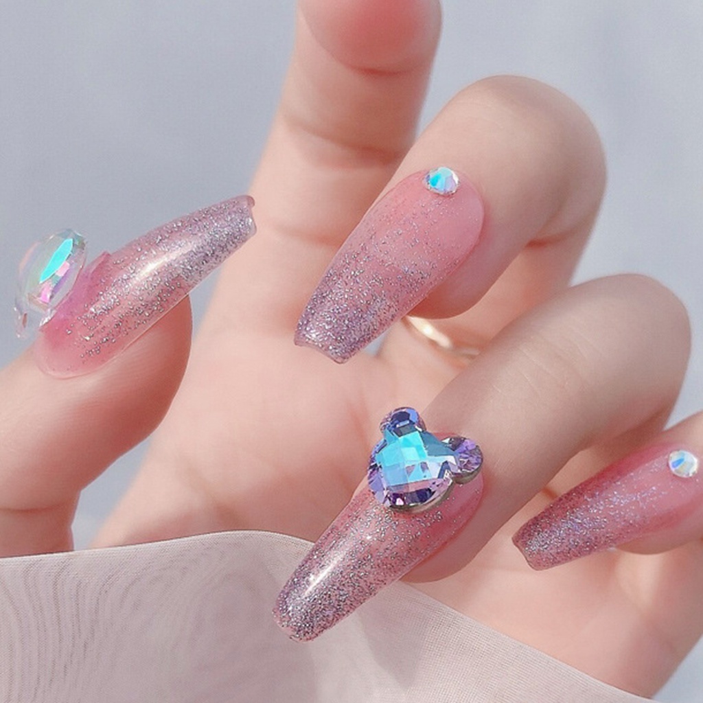 5pcs Berlian Imitasi Glitter Charm Multi faceted Tidak Mudah Berubah Bentuk Untuk Dekorasi Nail Art Wanita