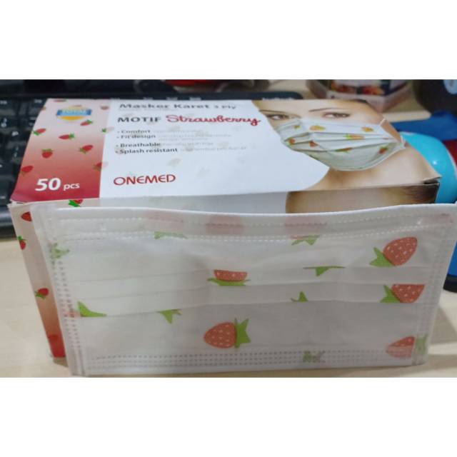 Masker Onemed Motif Strawberry