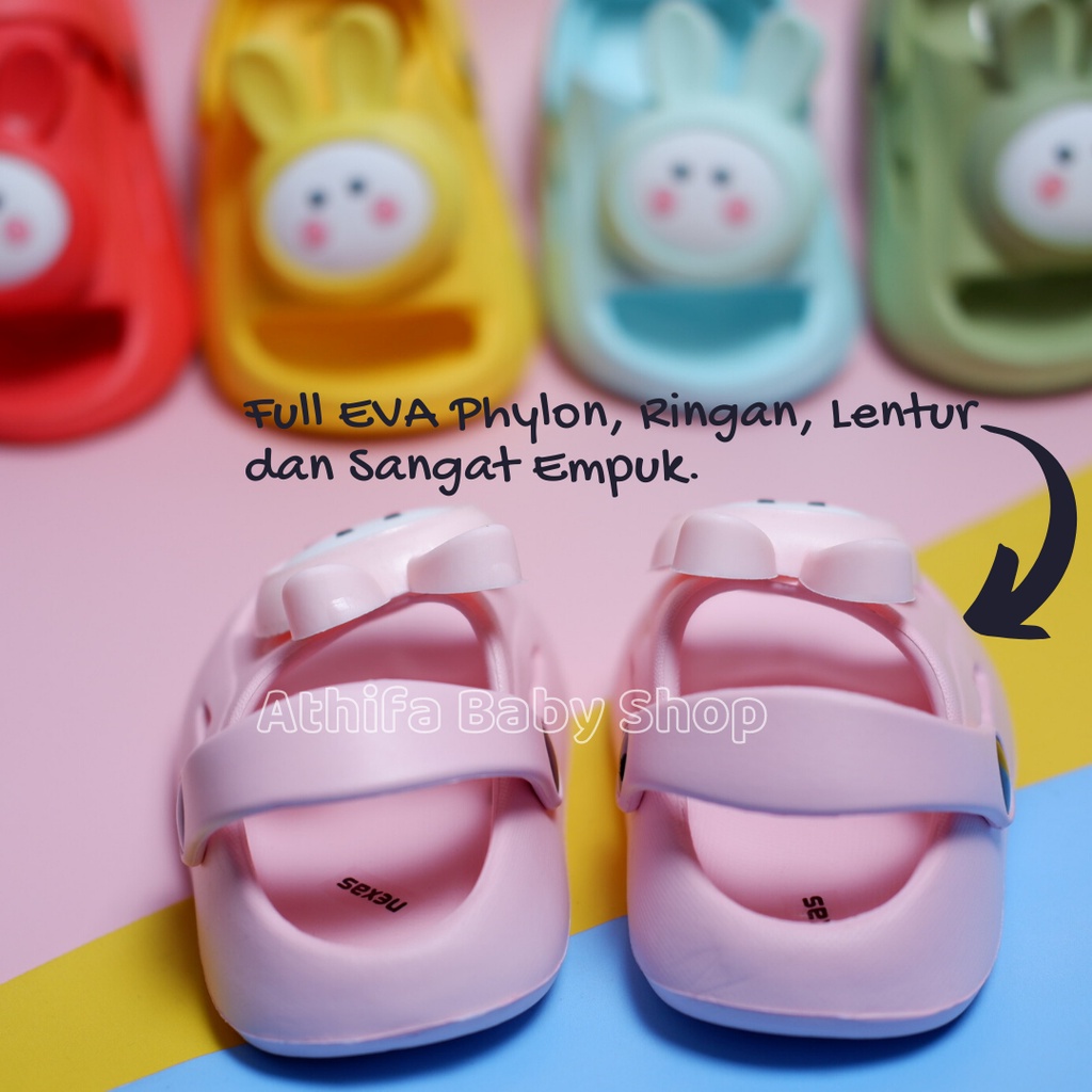 Sepatu Sandal Anak Perempuan Bayi Balita Usia 6 7 8 9 10 11 Bulan 1 2 3 Tahun Size 18 19 20 21 22 23 Sendal Gunung Karet Cewek Spatu Sandal Prewalker Karet Phylon Ringan -Nexas Bunny-