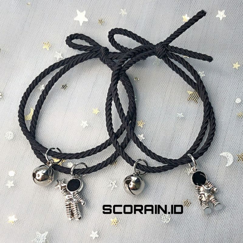 GELANG TALI ELASTIS ASTRONOT LONCENG / ASTRONAUT COUPLE BRACELET BEST FRIEND / GELANG TALI KEKINIAN