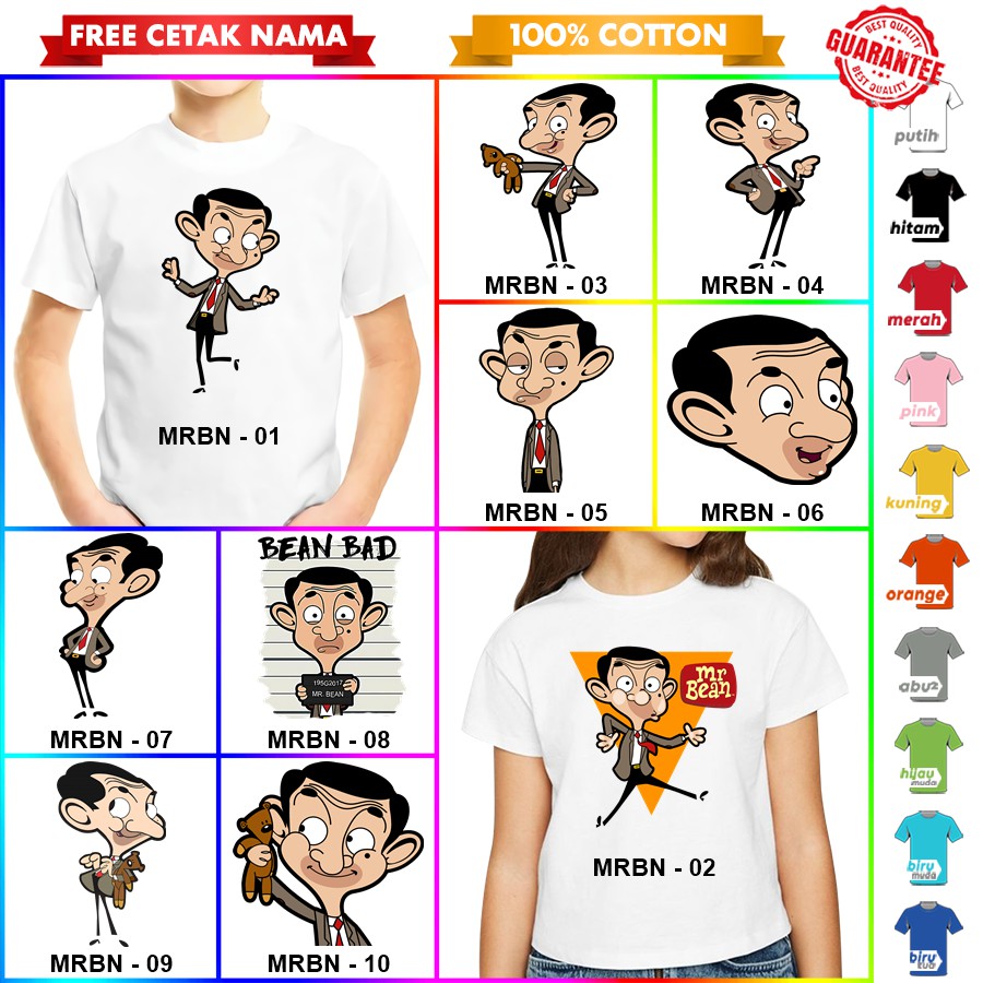 [FREE NAMA!!] Baju Kaos COUPLE  ANAK DAN DEWASA MR BEAN / MISTER BEAN BANYAK MOTIF