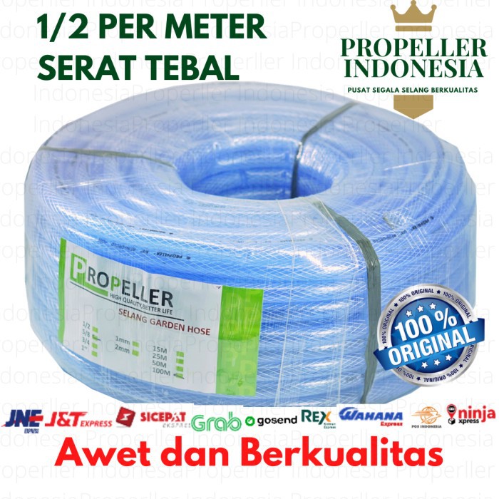 Selang Air PERMETER 1/2 2MM Benang Bening/Selang Air Taman/Selang Siram Tanaman/Selang Air Elastis