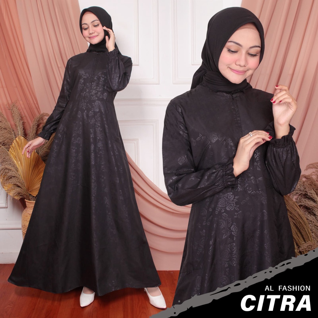 ABA agen baju HOMEDRESS muslim GAMIS wanita POLOS CITRA EMBOS ( DAPAT GAMIS AJA )-CITRA HITAM
