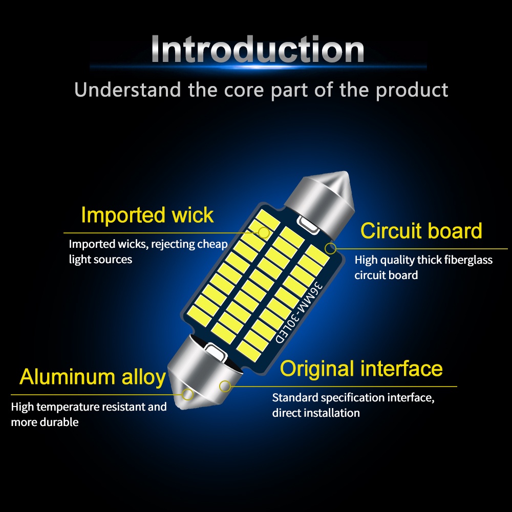 1pc Lampu Baca LED C5W 31 36 39 42mm Untuk Interior Mobil