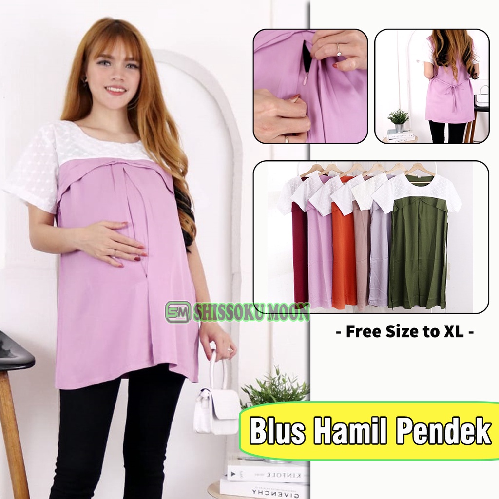 Baju Atasan Hamil Menyusui Model Kekinian Bahan Brukat &amp; Rayon Twill - Jenny