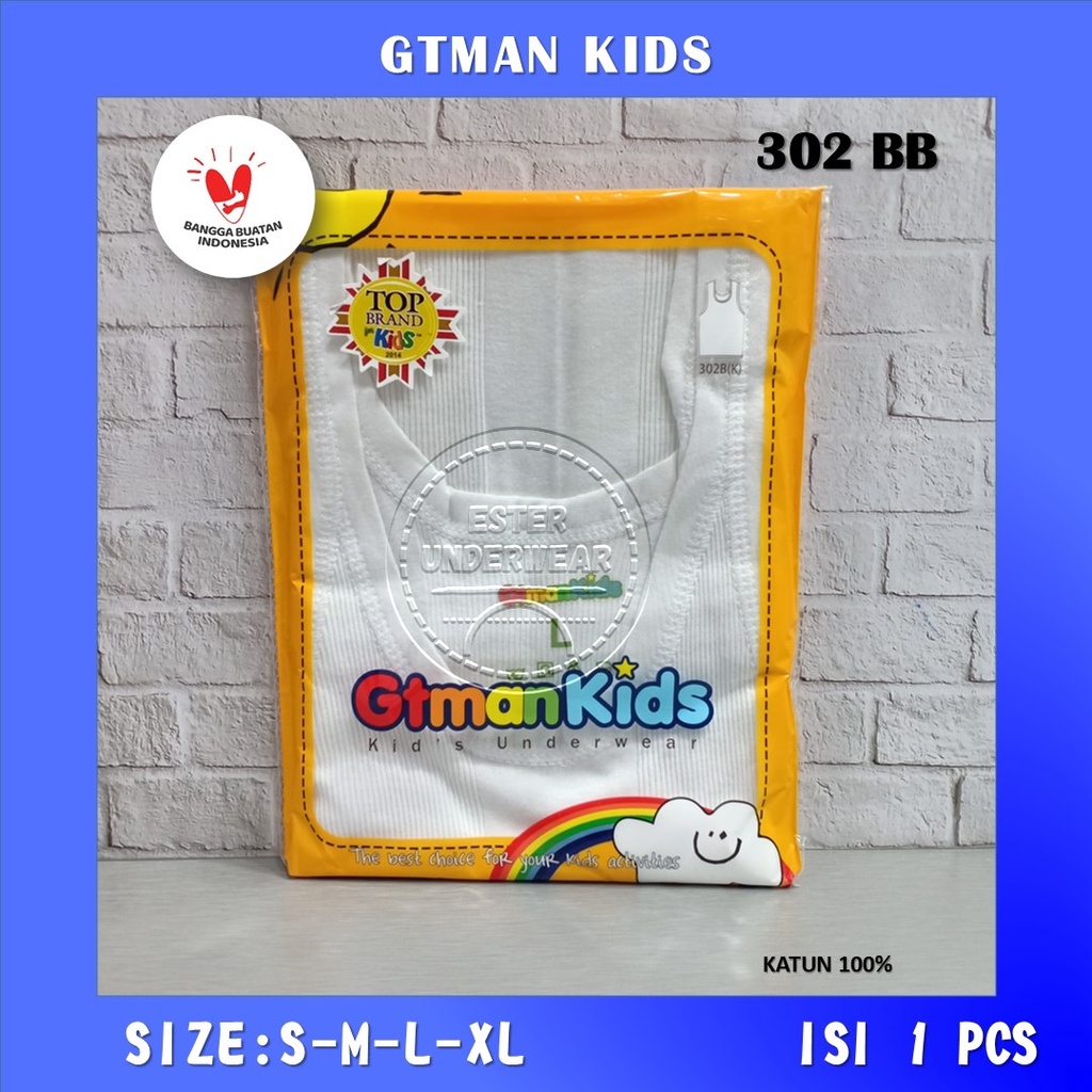 KAOS SINGLET ANAK SALUR GTMAN KIDS 302BB PUTIH ISI 1PCS