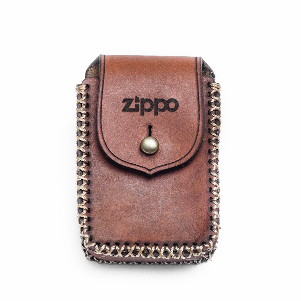 SARUNG CASE ZIPPO KULIT SAPI ASLI CRAZYHORSE - TAN