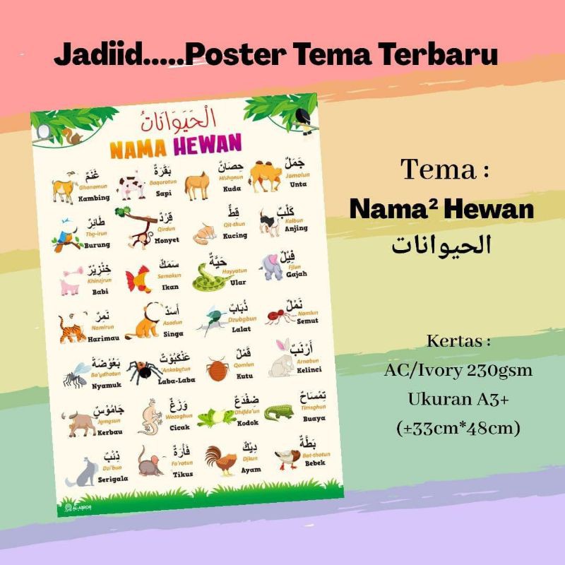 

Poster Edukasi Anak Muslim - Nama-nama Hewan