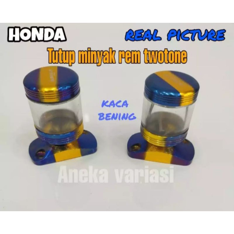 tutup minyak rem depan motor Honda two-tone model stempel kaca