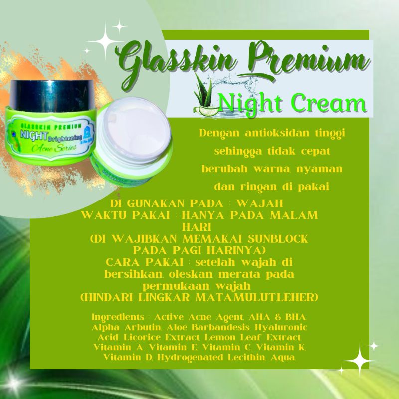 ACNE SERIES GLASSKIN PREMIUM SKINCARE PERAWATAN PEMUTIH WAJAH GLOWING JERAWAT FLEK ALESKIN GLOW