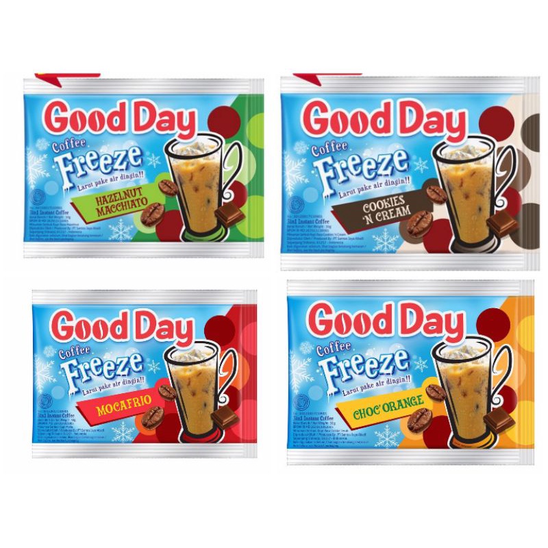 

(Bisa mix varian) Kopi Good Day All varian | Good day duet MocaCaramel ChocoNut | Freeze | Mocafrio Hazelnut Cookies Chocorange Cappuccino Moccacino Chococinno Caribean Nut Vanilla Latte Coolin Original Salt Caramello Capucino Mocacino Chococino ABC Klepo