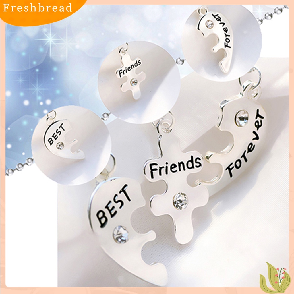 [TERLARIS]3Pcs Broken Heart Shape Carved Letters Best Friends Forever Chain Set for Dating