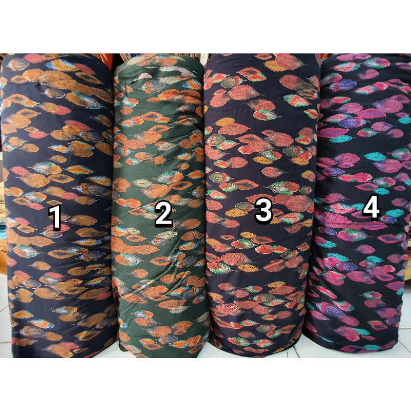 kain viscose motif daun