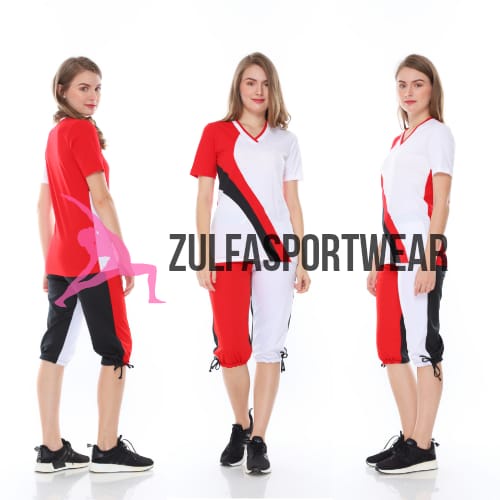 setelan senam merah putih | setelan senam wanita merah putih | setelan senam wanita jumbo merah puti