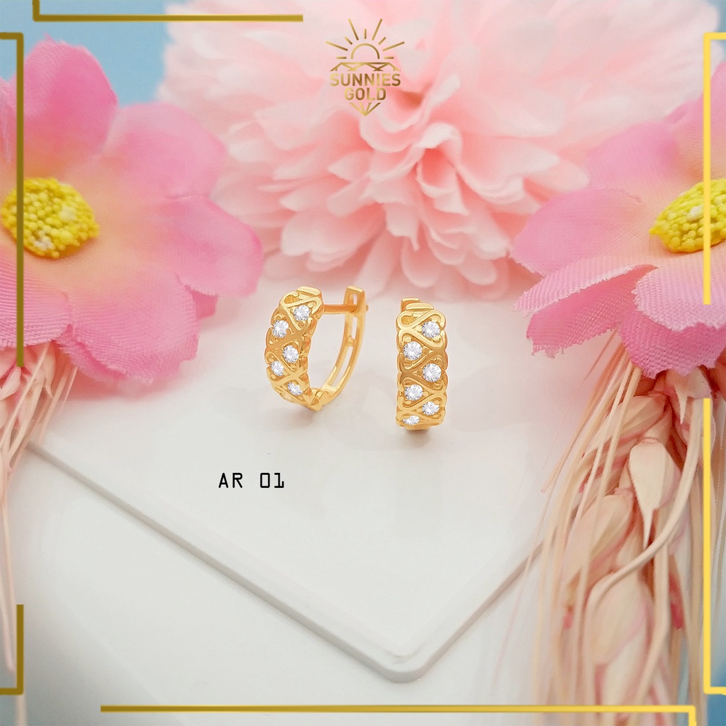 ANTING EMAS ASLI LUCU DAN UNIK WANITA DEWASA KASUAL ANTING CEWEK SIMPEL ELEGAN KADAR 300 & 375 AR