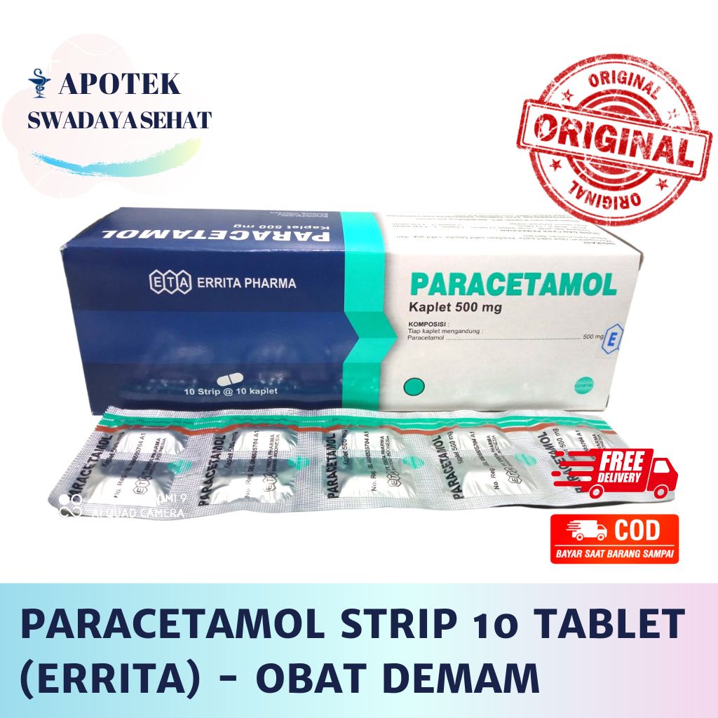 PARACETAMOL ERRITA Strip 10 Tablet - Obat Demam Panas Sakit Kepala Parasetamol 500 MG PCT