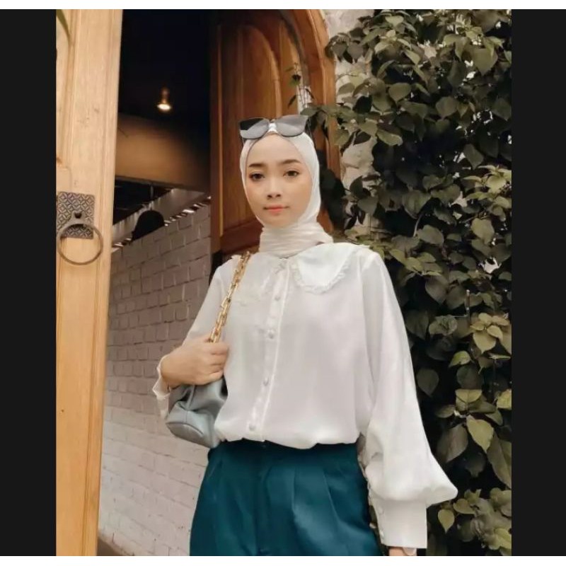 Baju Wanita Kekinian Atasan Lengan Balon Blouse Wanita Korean Style hijab Style Remaja Selebgram
