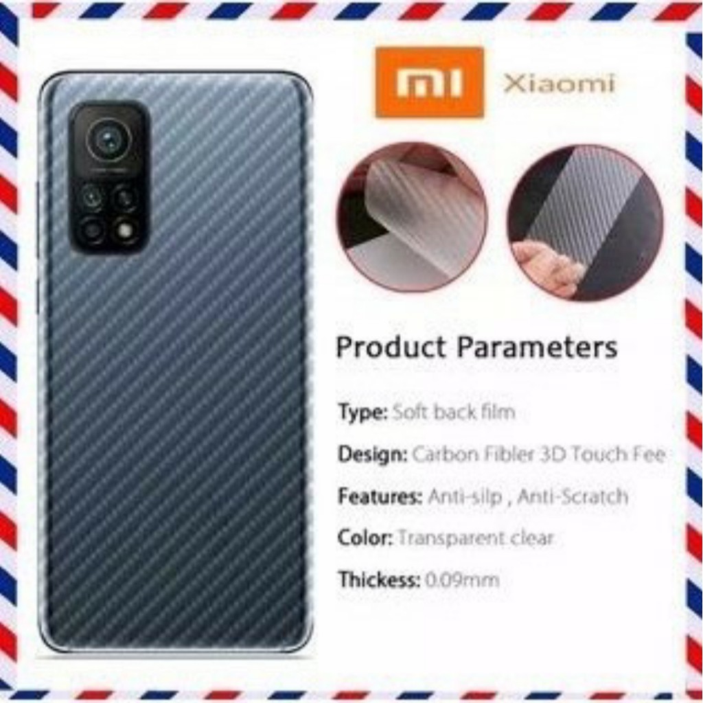 carbon fiber screen guard antigores BELAKANG XIAOMI Mi 10T Pro Mi 10T