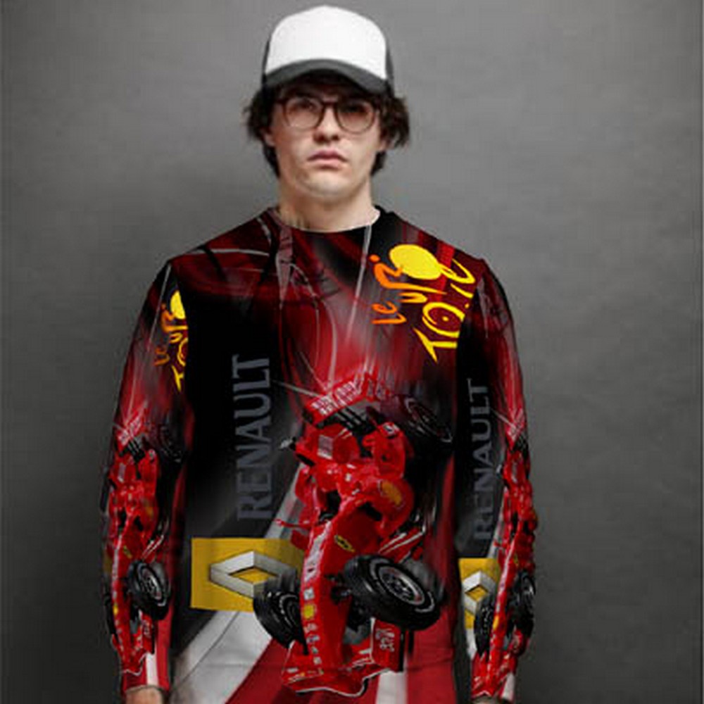 Casual Jaket Sweatshirt Renault Le Tour De France Sweat Shirt Fullprint Bahan Polyester Jersey Style
