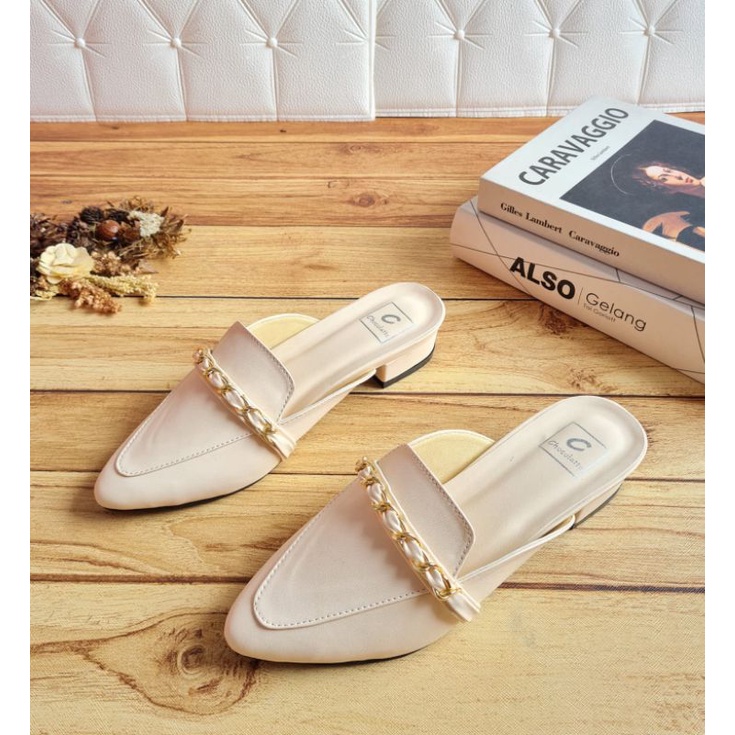 ABBUSHOES AG 10 sendal bapau rantai mules 3cm