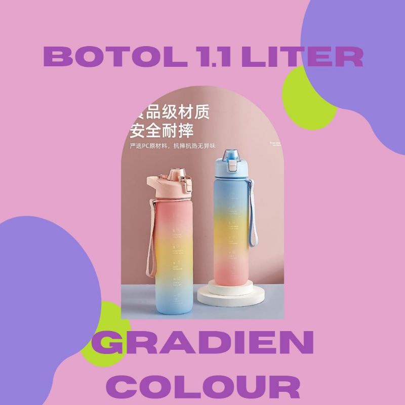 BOTOL 1.1 LITER GRADIENT/PASTEL COLOUR