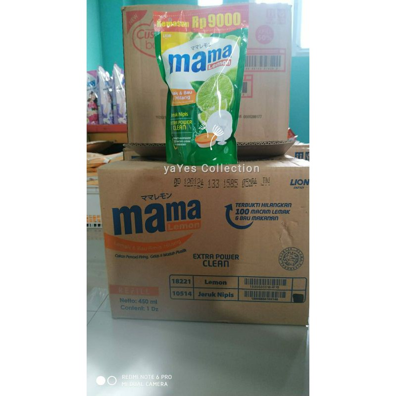 Mama Lemon Sabun Cuci Piring 450 ml Refill Jeruk Nipis Extra Power Clean Hilagkan Lemak bau makanan