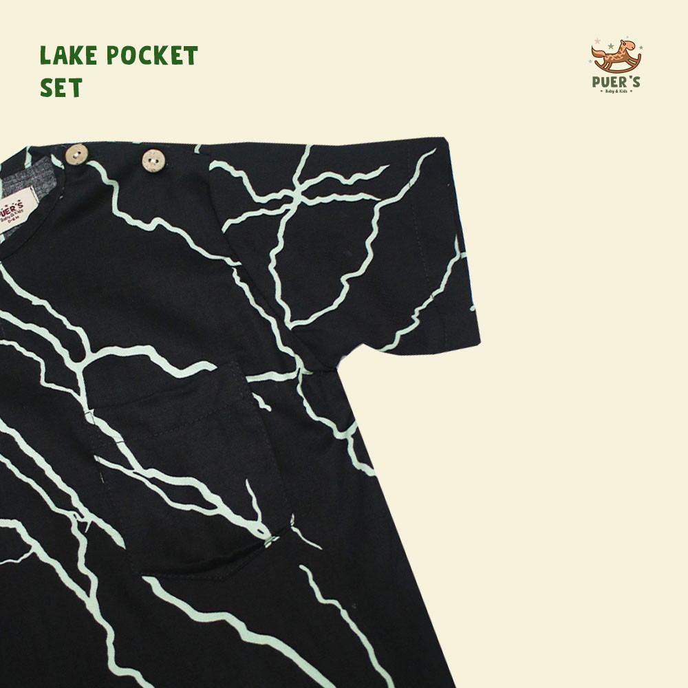 SETELAN ANAK PUER'S LAKE POCKET (SETELAN PIYAMA/ SETELAN KEMEJA ANAK/ SETELAN OVERSIZE ANAK UNISEX)