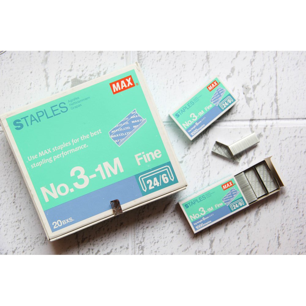 Isi Staples Merk MAX no. 3 (1 pack isi 20 box kecil)