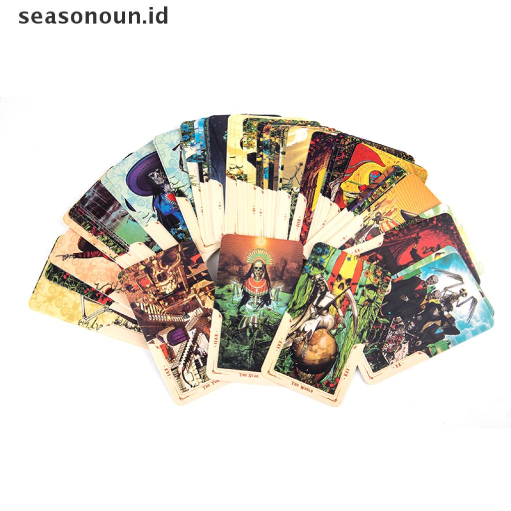 (seasonoun) 78pcs Deck Oracles Kartu Tarot Ramalan Misterius Santa Muerte