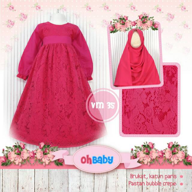 [Ankho_Shop] VM 35 Gamis Brukat Pink Fanta Ohbaby