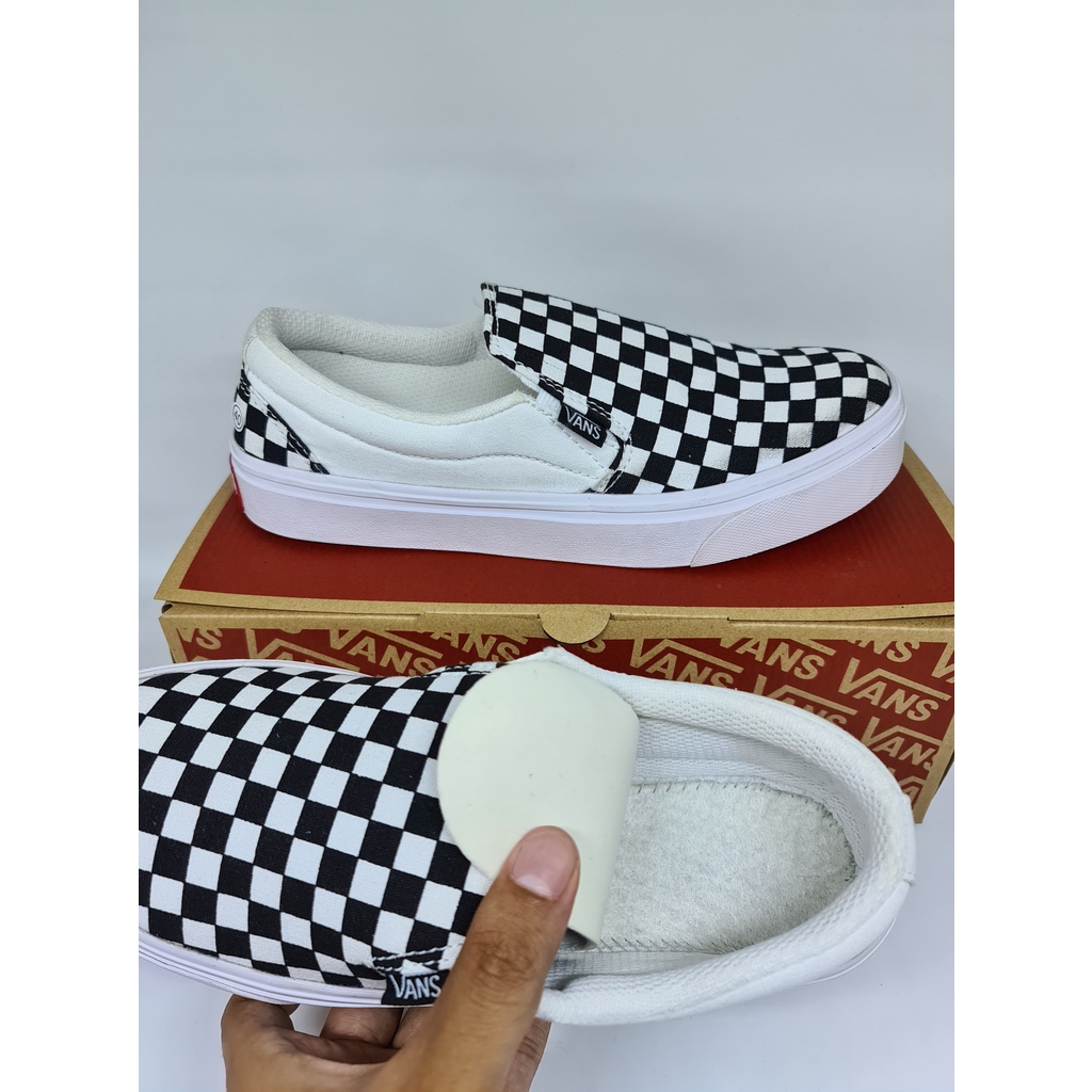 (GRATIS KAOS KAKI) VANS SLIP ON OG CHECKERBOARD BLACK WHITE WAFFLE DT GRADE ORI BNIB SIZE 36/43