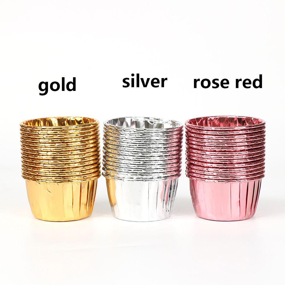 R-FLOWER Cupcake Wrappers DIY Coated Cake Liner Gold Silver Crimping Muffin Cases