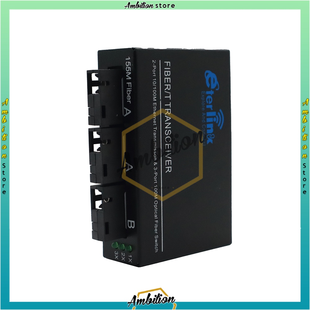 Switch Ethernet Media Fiber Optik Mode Tunggal 2 Rj45 Dan 3 Sc Port 10 100m Import LANGSUNG