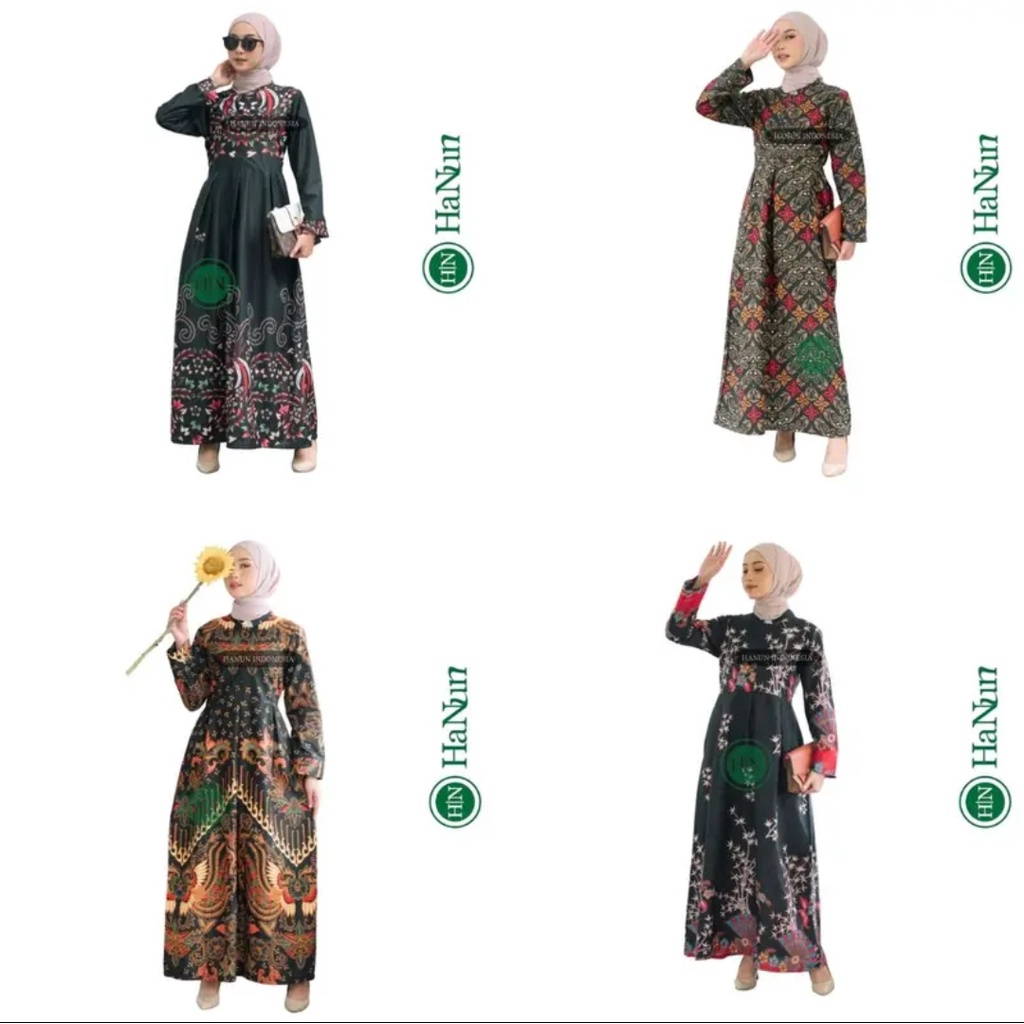 HANUN.ID Gamis batik modern - batik gamis model terbaru - gamis batik halus dan adem - batik pekalon