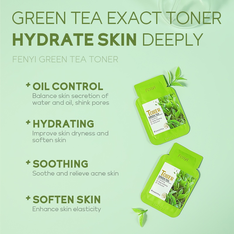 BPOM Fenyi Green Tea Toner Sachet Mengurangi Bekas Jerawat Mengecilkan Pori-pori Mencerahkan 2ml