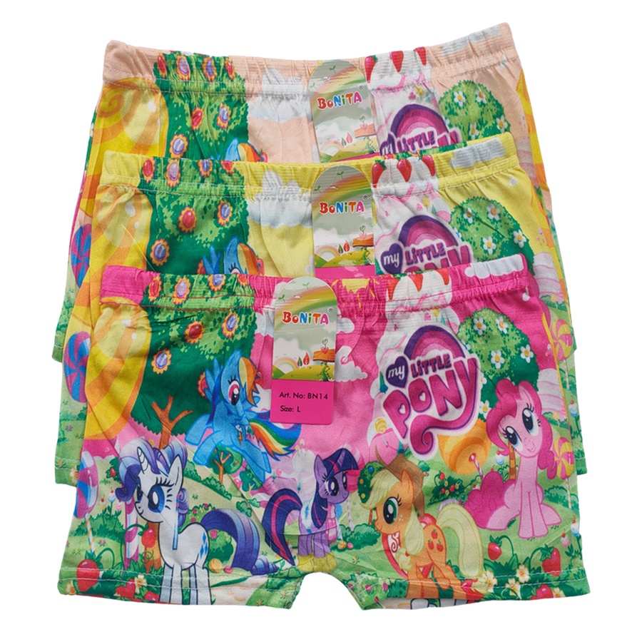 Boxer Anak Perempuan Karakter Uk M L XL (3 Pcs)