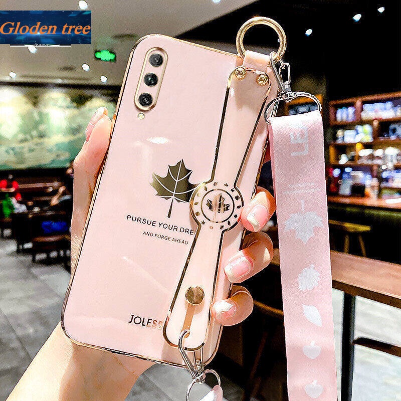 Case Motif Daun Maple Dengan lanyard Untuk Huawei Y9S